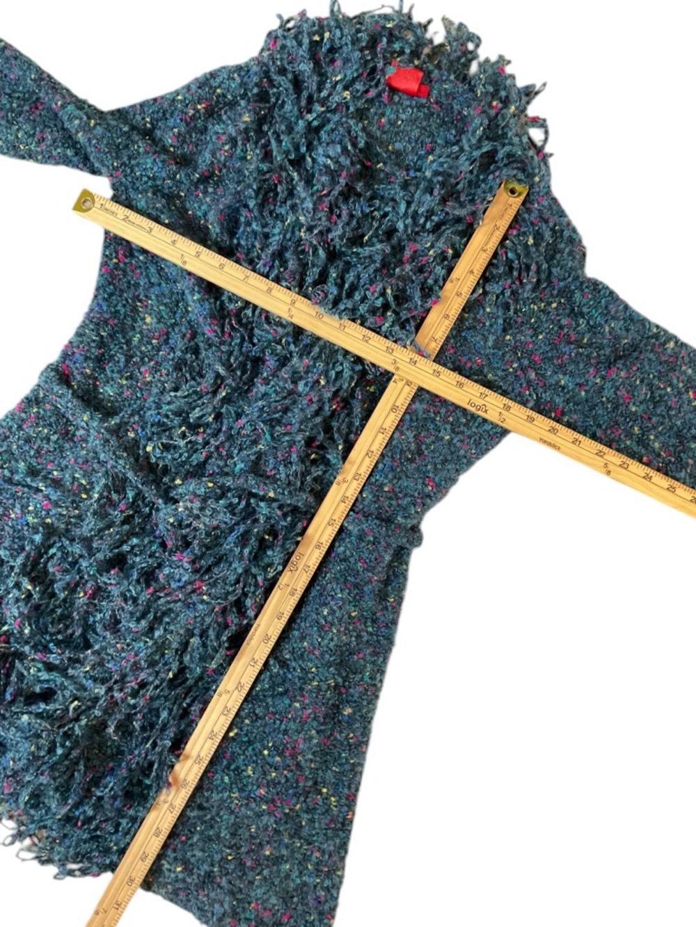 Yarns by Mudo Blue Speckled Fuzzy Sweater Tunic Mohair Blend Size M - Picture 4 of 5